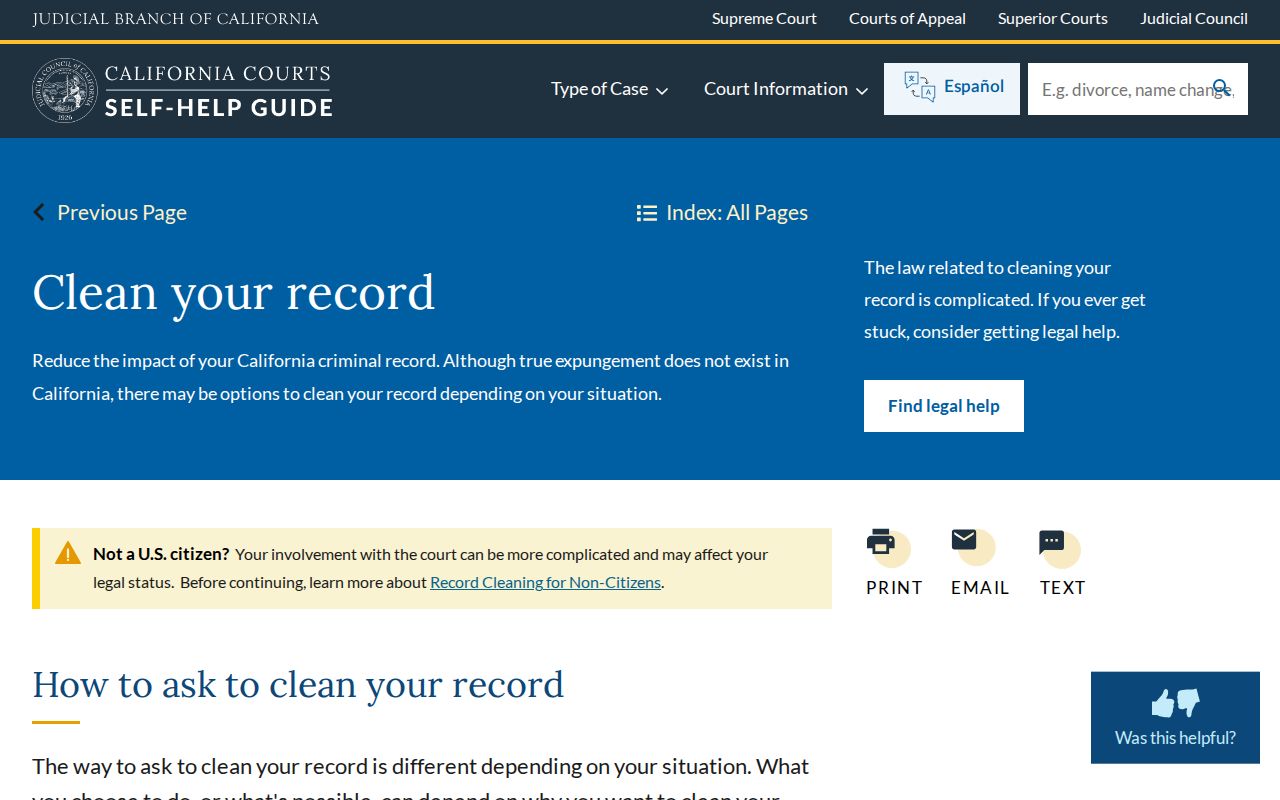 California Courts record cleaning service